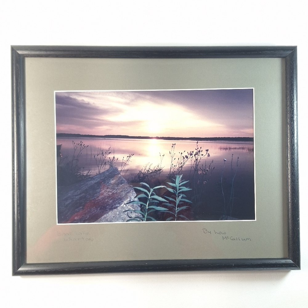Framed Photo Boat Lake Wiarton Ontario Cottage Decor 13.5" x 17"